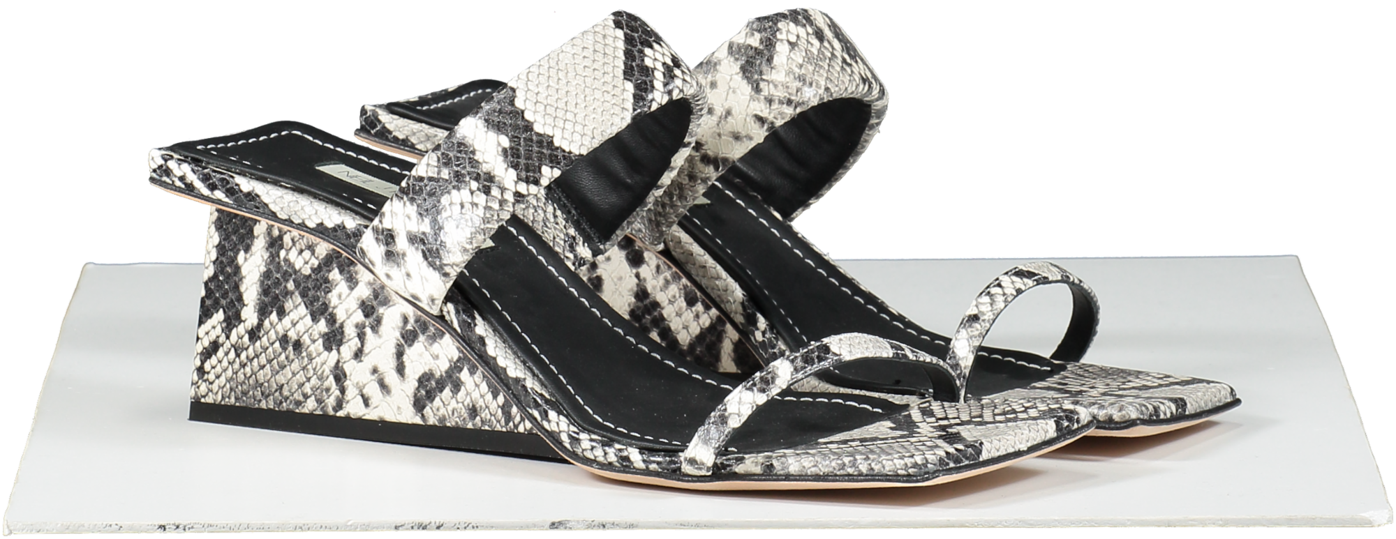 Neil J Rodgers Grey Python Animal Print Wedged Sandals UK 8 EU 41 👠