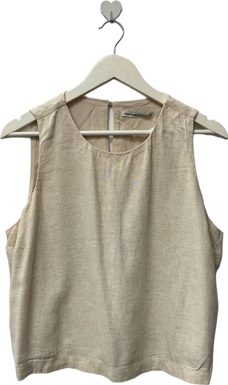 Abercrombie & Fitch Cream Sleeveless Top UK L