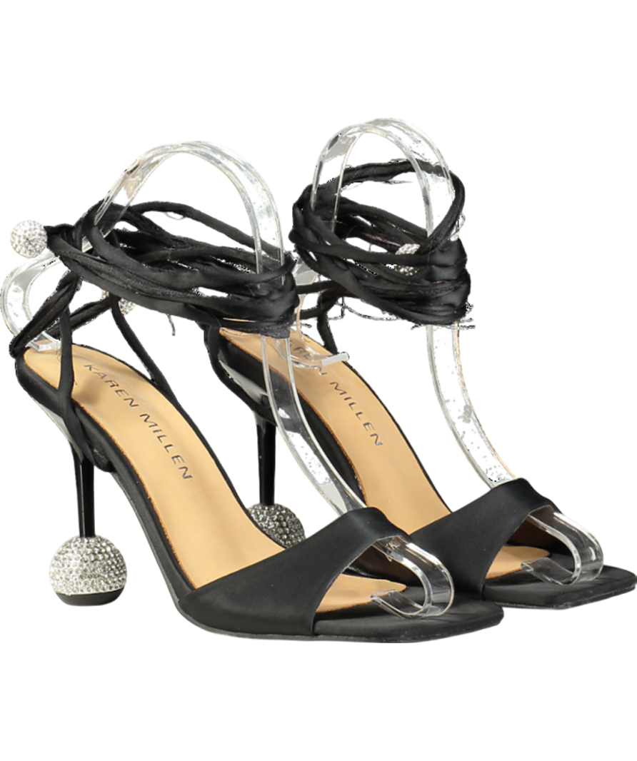 Karen Millen Black Crystal Ball Strappy Heel UK 3 EU 36 👠