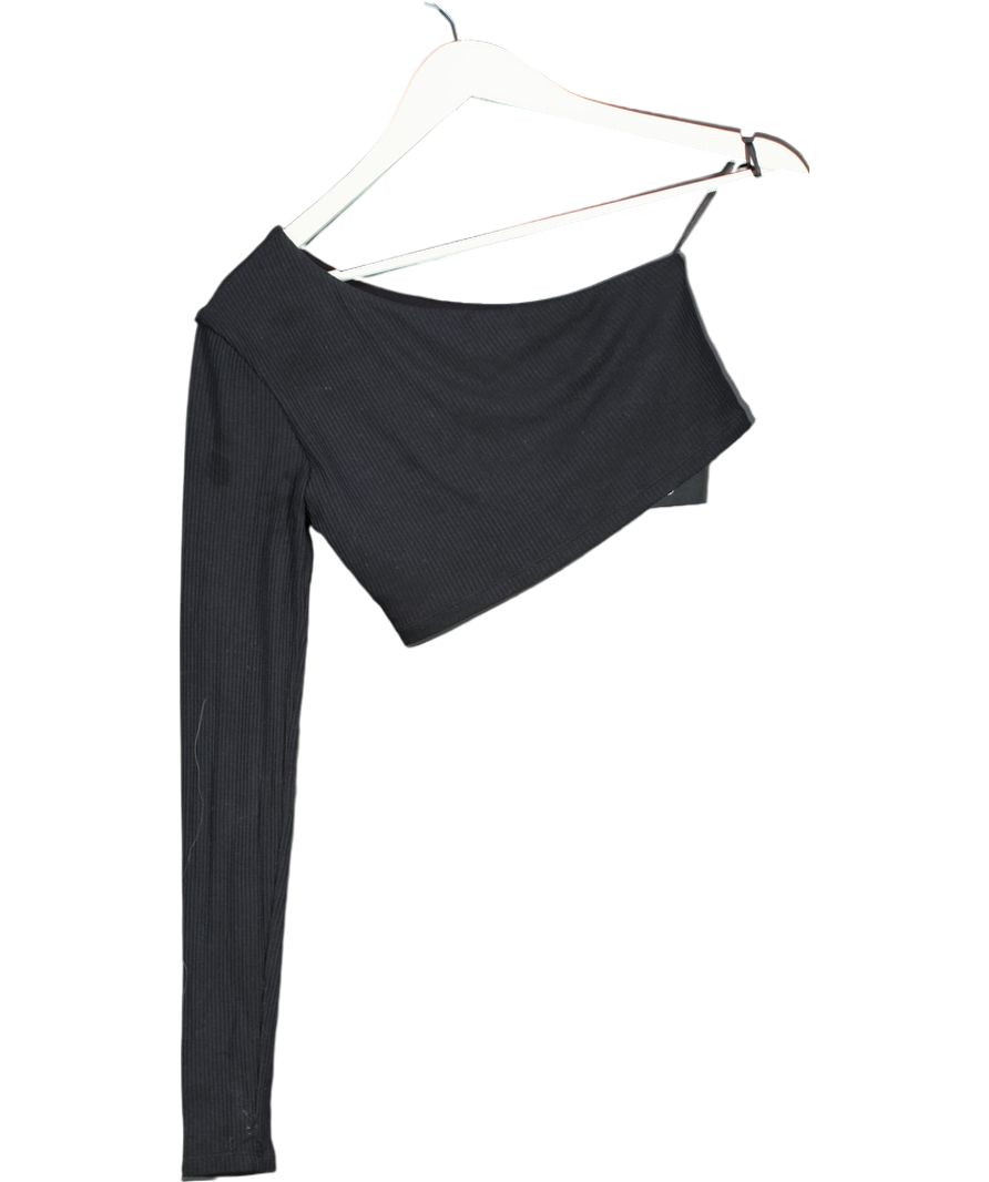 alo yoga Black Asymmetric Long Sleeve Ribbed Top UK S