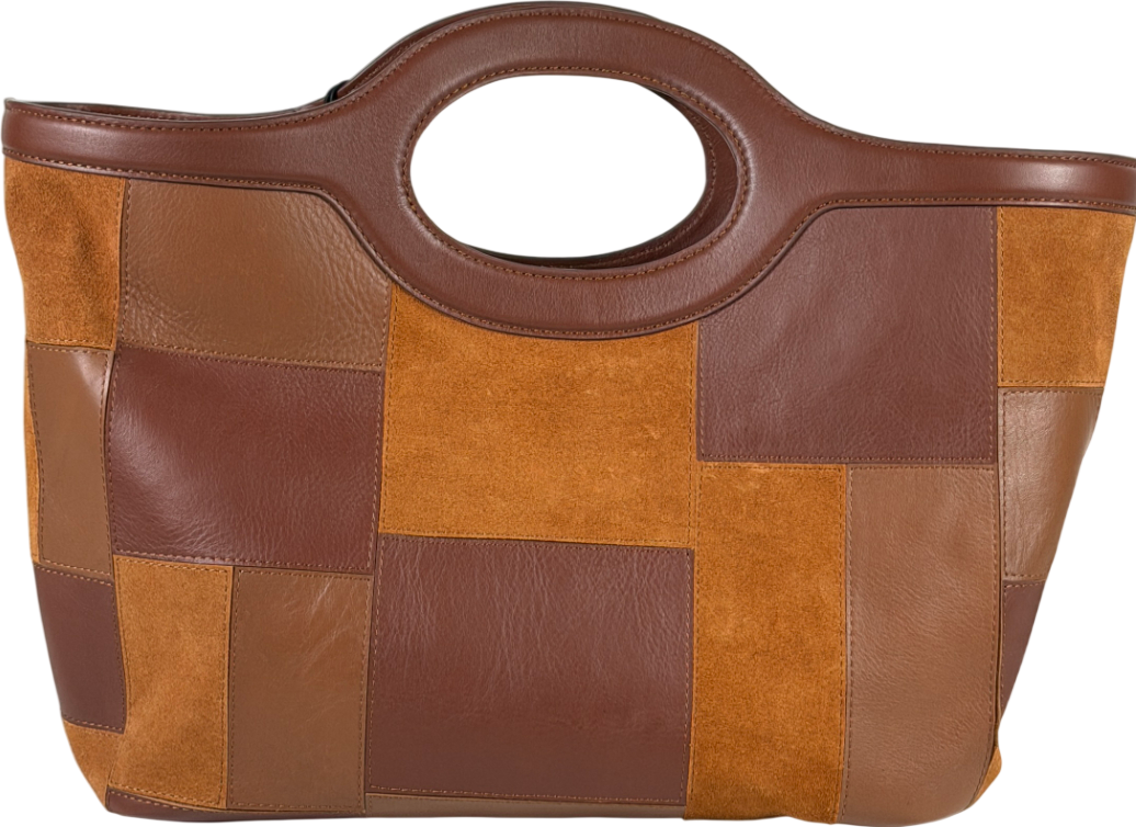 RIXO Brown Parissa Leather Patchwork Bag One Size