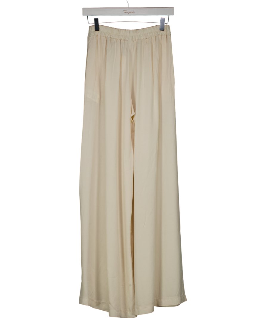Dixie Cream Wide- Leg Elasticated Waist Band Trousers UK XS
