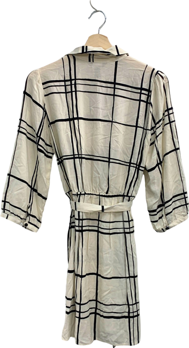 New Look Cream Check Shirt Dress UK 12