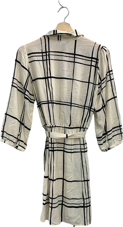 New Look Cream Check Shirt Dress UK 12