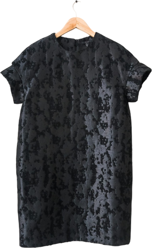 COS Black Heavyweight Jacquard Shine Mini Shift Dress UK 10