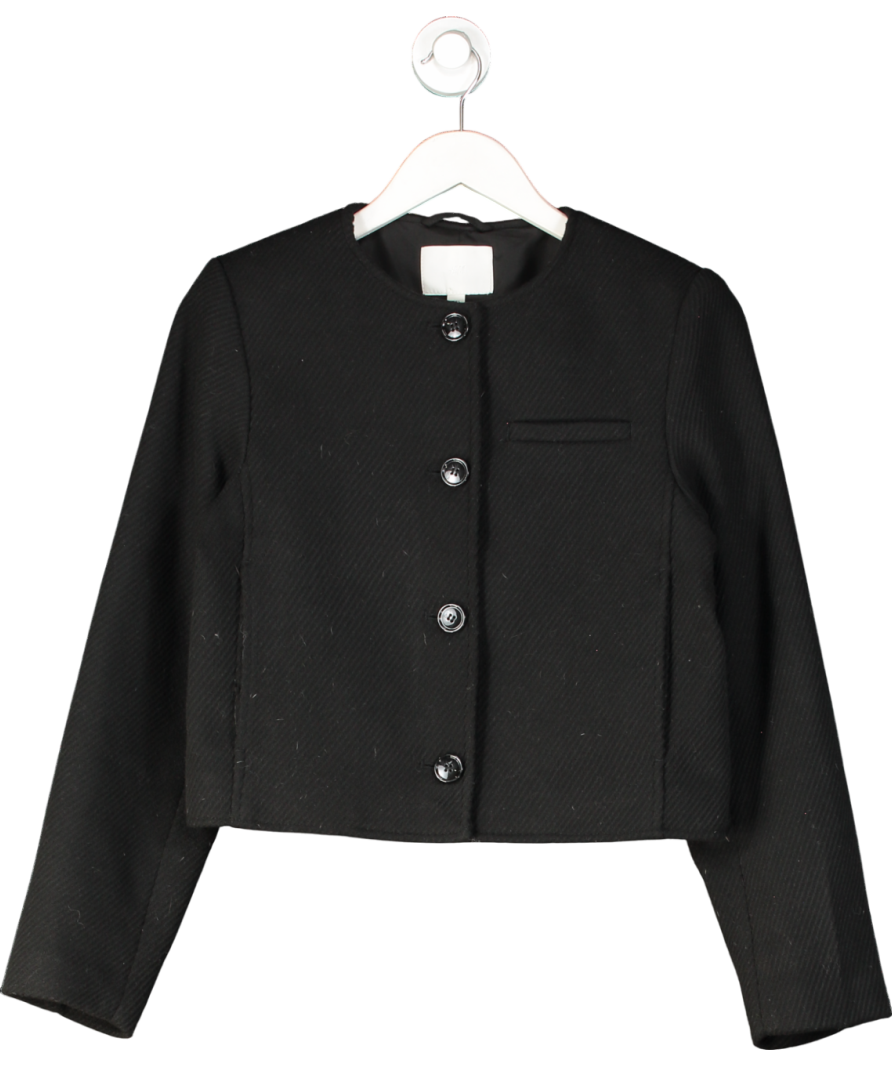 H&M Black Wool Blend Boxy Jacket UK S