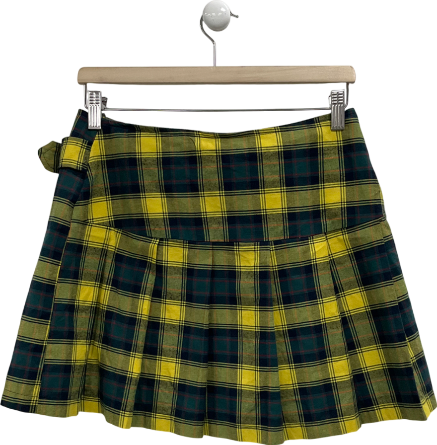 Topshop Yellow Tartan Mini Skirt UK 10