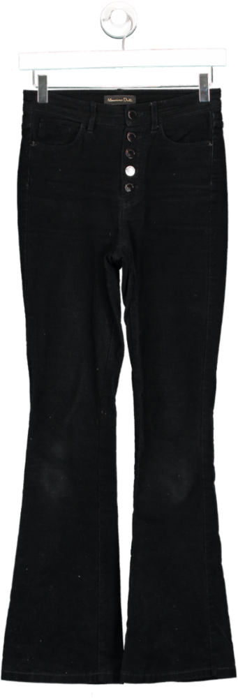 Massimo Dutti Black Chorduroy Flared Trousers UK 6