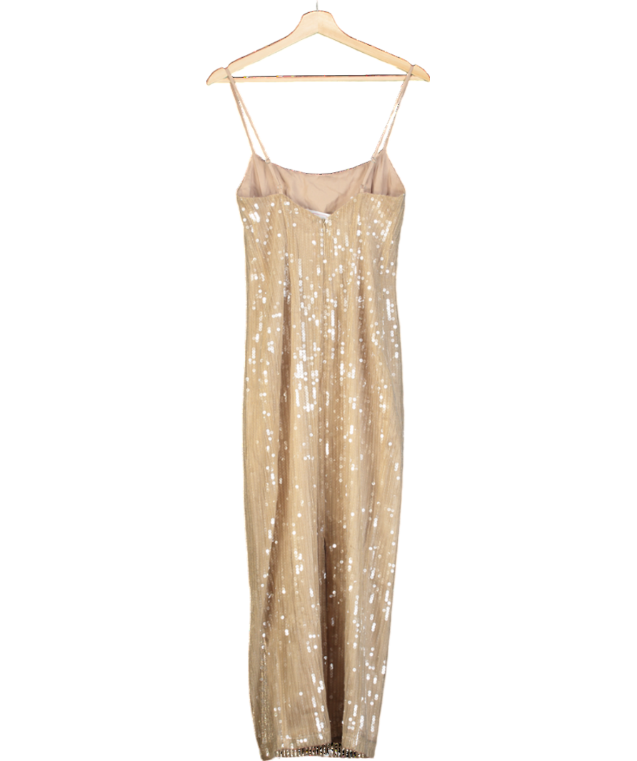 SLA the label Beige Sleeveless Sequin Maxi Dress UK S