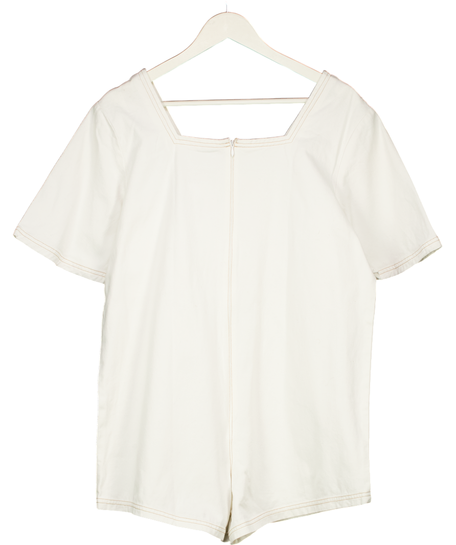 Sabo Skirt White Short Sleeve Denim Playsuit UK S