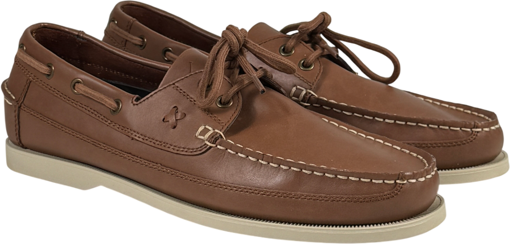 Polo Ralph Lauren Tan Brown Leather Boat Deck Shoes UK 9 EU 43 👞