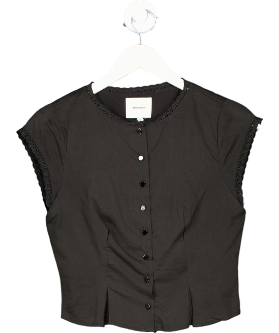Reformation Black Minette Top UK XS