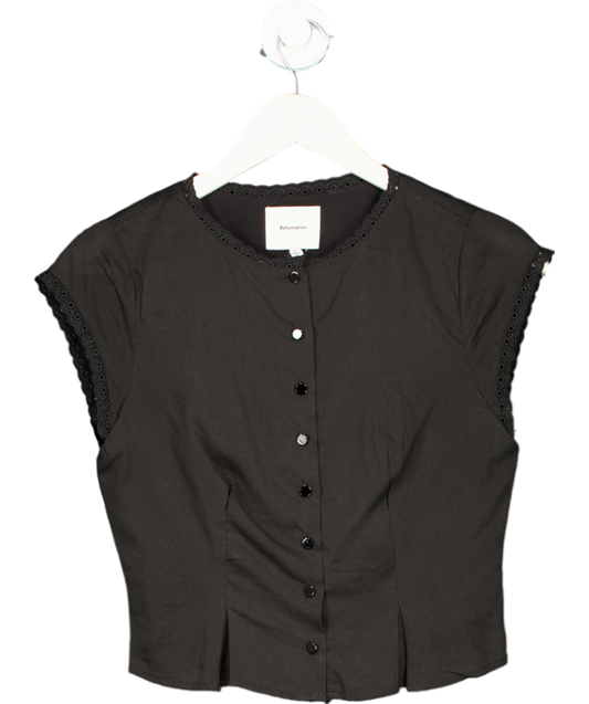 Reformation Black Minette Top UK XS