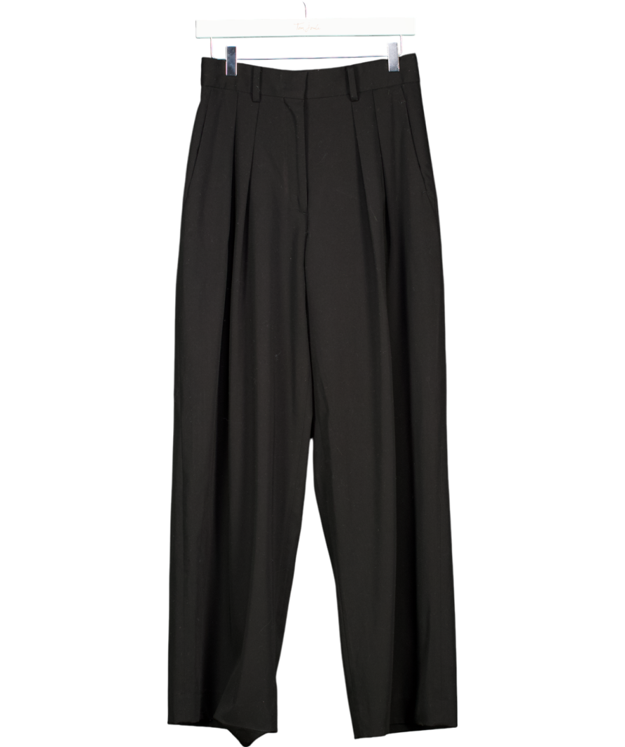 Papermoon Frankie Shop Black Sweat Wide Pin Tuck Trousers UK S