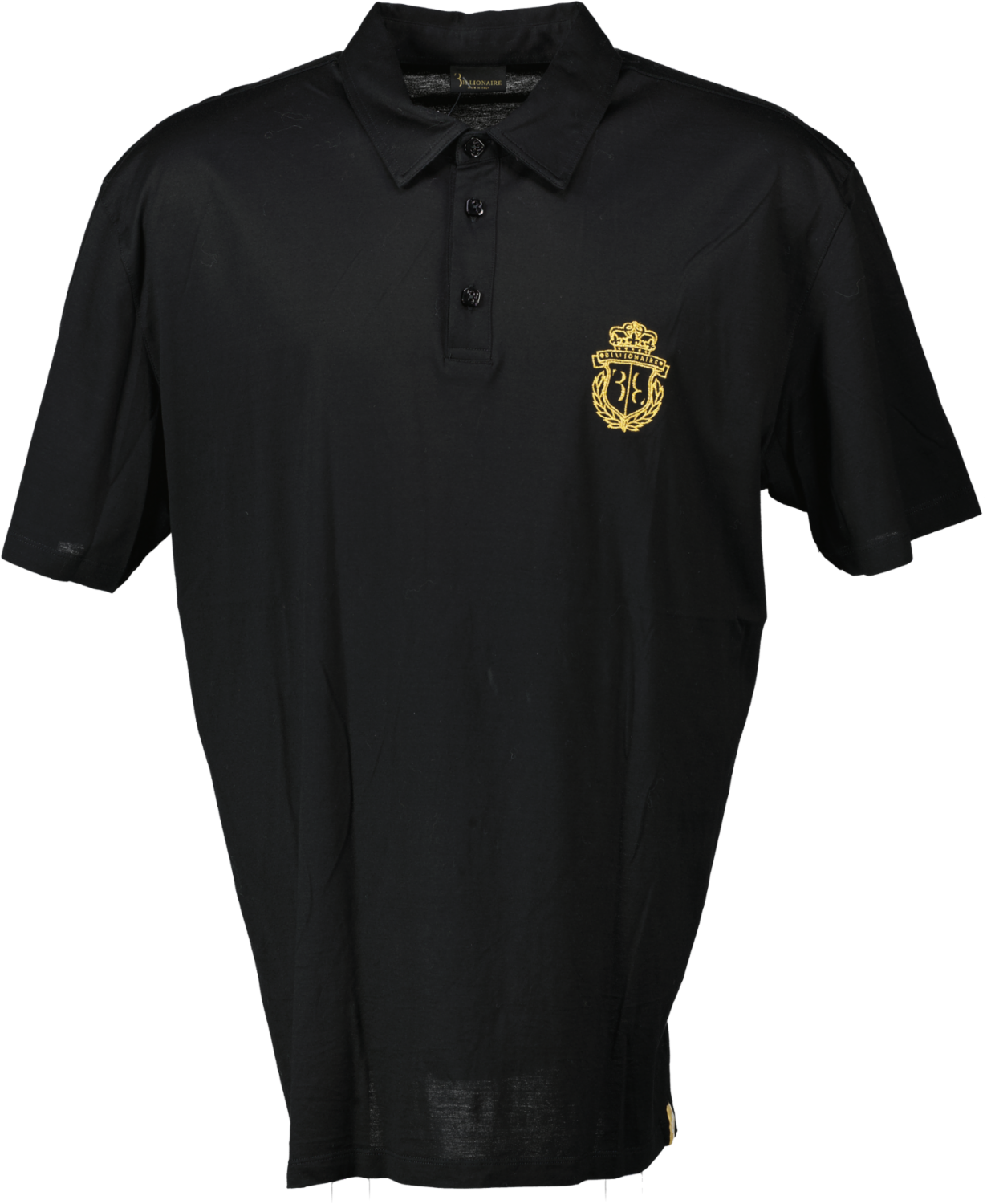 Billionaire Black Fine Jersey Polo Shirt With Gold Embroideredp Crest Logo UK 5XL