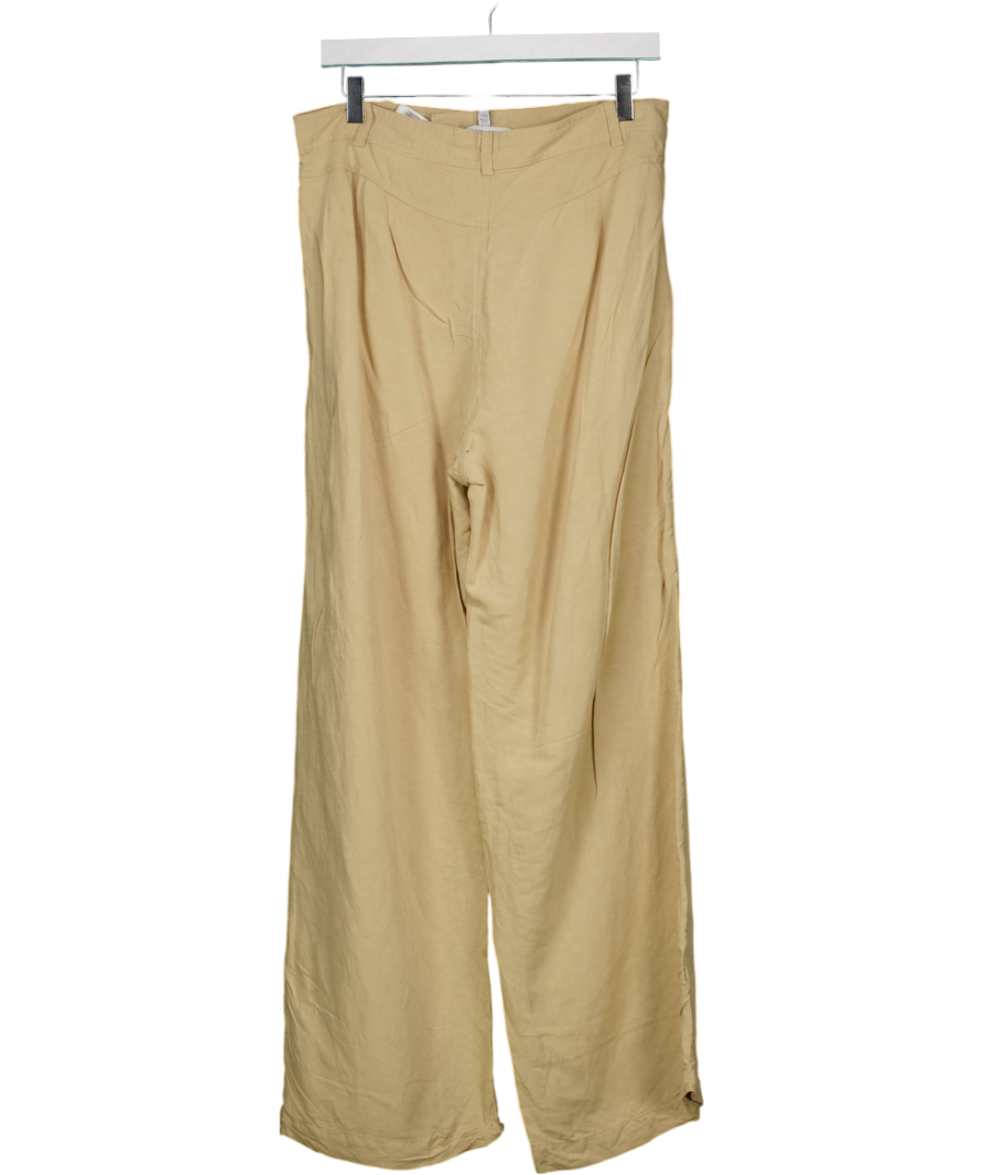 & Other Stories Beige Wide Leg Trousers With Pleat Front UK 12