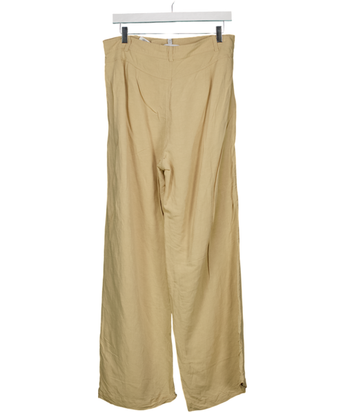 & Other Stories Beige Wide Leg Trousers With Pleat Front UK 12