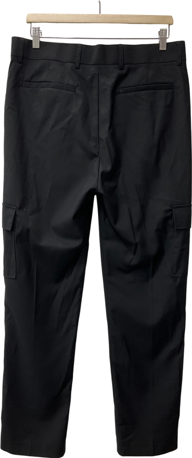 boohooMan Black Tailored Cargo Pocket Straight Leg Trouser UK XXL