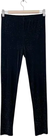 REISS Black Glitter Leggings UK M