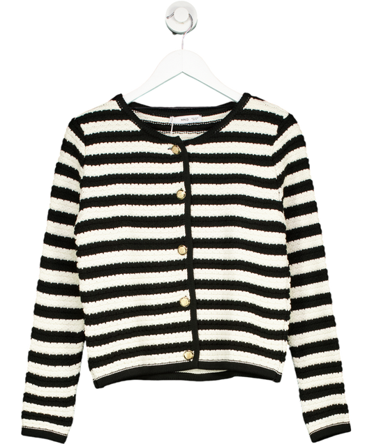 MANGO Black Striped Cardigan With Jewel Buttons UK S