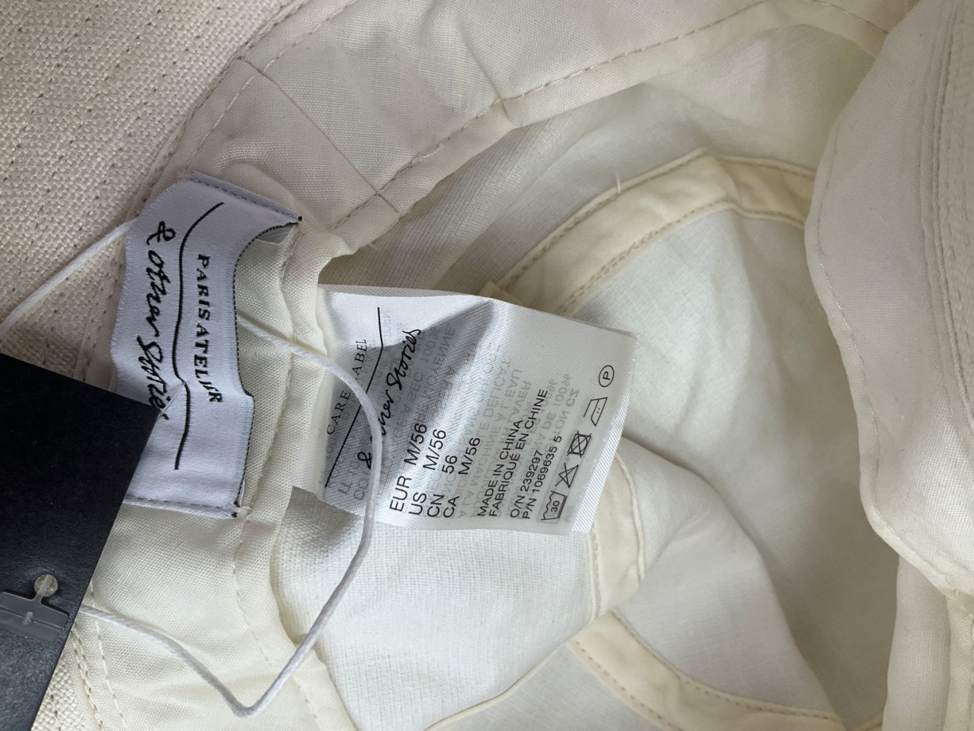 & Other Stories Cream Wide-brim Cotton Sun Hat UK M