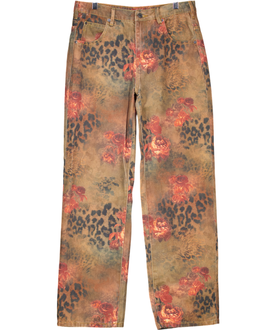 House of CB Brown Samia Floral Printed Jeans UK S