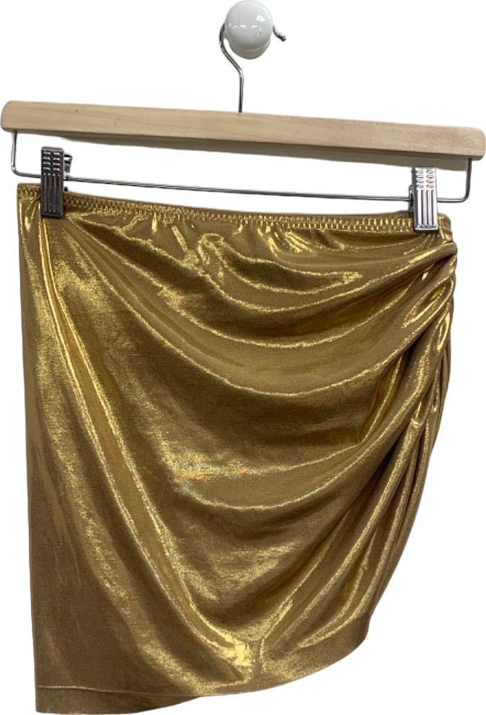 Norma Kamali Gold Metallic Drape Skirt UK M