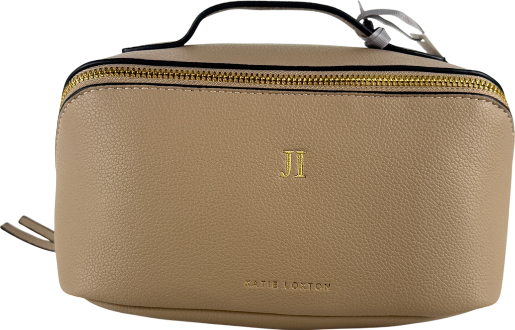 Katie Loxton Brown Soho Large Makeup & Wash Bag. Large, 14 Cm X 25 Cm X 14 Cm Personalised Ji Initials UK L