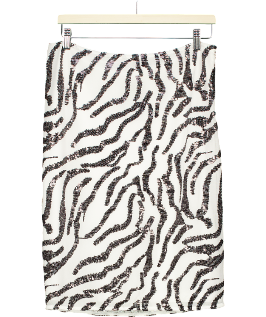 Rotate White X H&m Zebra Sequins Pencil Skirt UK M
