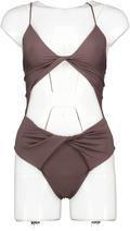 More Noir Brown Twisted One-piece Swimsuit UK S