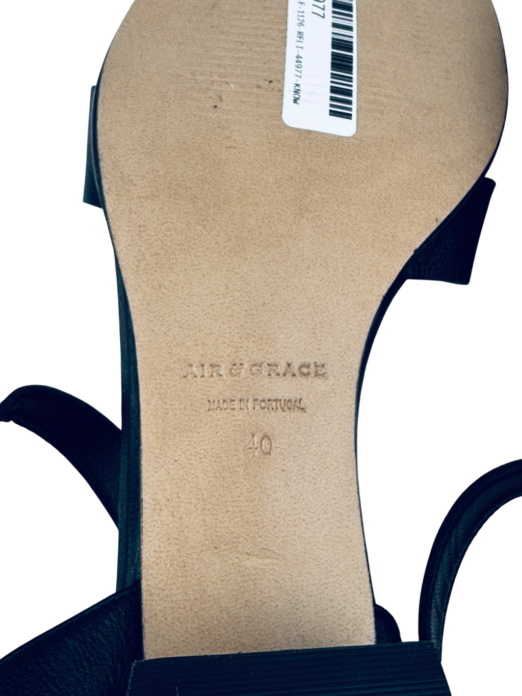 AIR & GRACE Black Leather Block Heeled Sandals UK 7 EU 40 👠