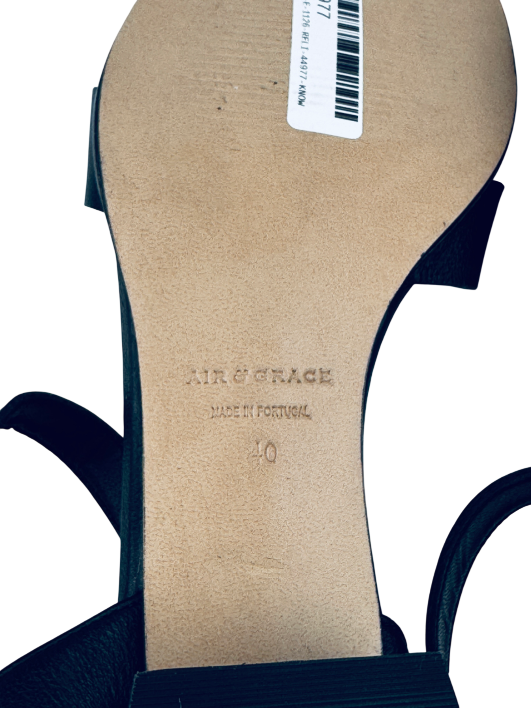 AIR & GRACE Black Leather Block Heeled Sandals UK 7 EU 40 👠