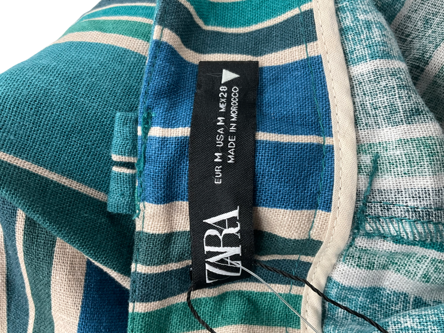 ZARA Blue Linen Blend Trousers UK M