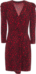 MAJE Red Rapita Wrap-effect Floral-print Crepe Mini Dress Fr40 UK 12