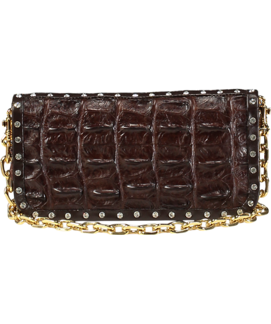 Korokum Brown Spica Genuine Crocodile Leather Wallet One Size