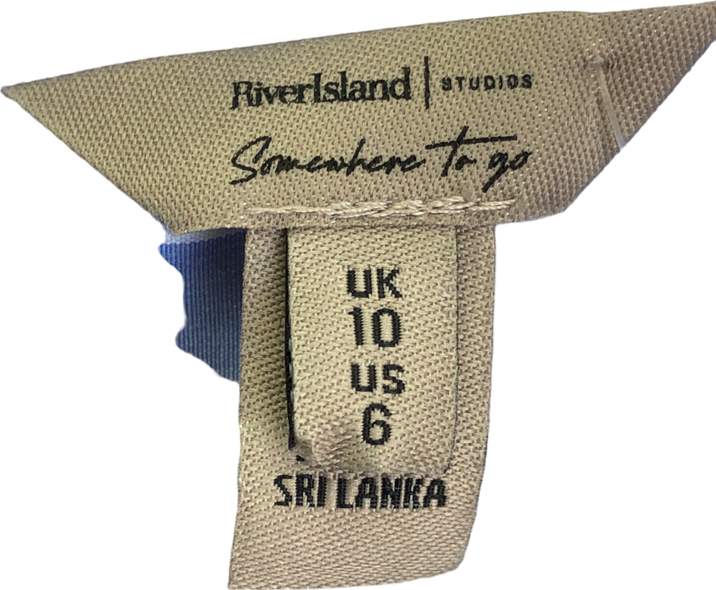 River Island Blue Stripe Cropped Shirt UK 10