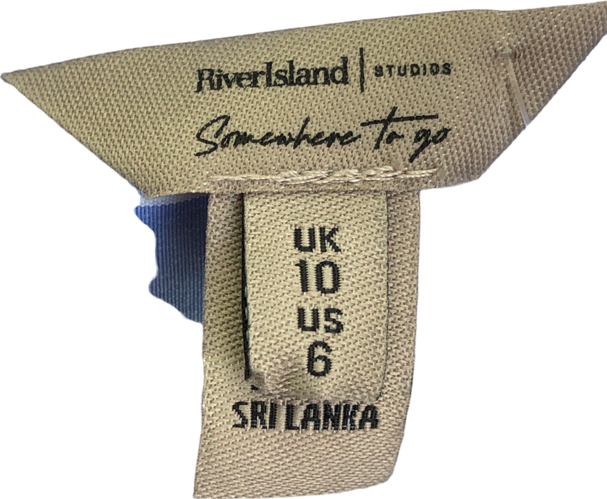 River Island Blue Stripe Cropped Shirt UK 10