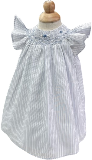 Tartine et Chocolat White Lavande Striped Embroidered Smocked Dress 6-9 Months