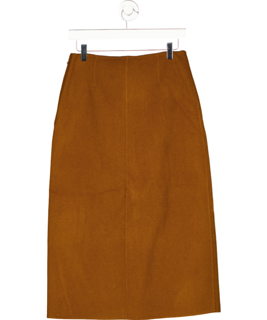 Sezane Beige Wool Blend Eloane Skirt  Camel UK 10