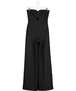 Karen Millen Black Compact Stretch Bandeau Tailored Wide Leg Jumpsuit UK 6