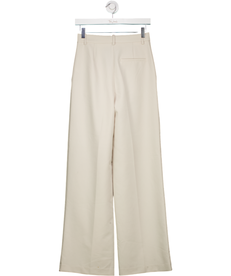 ZARA Cream Wide-leg Trousers With Darts UK XS