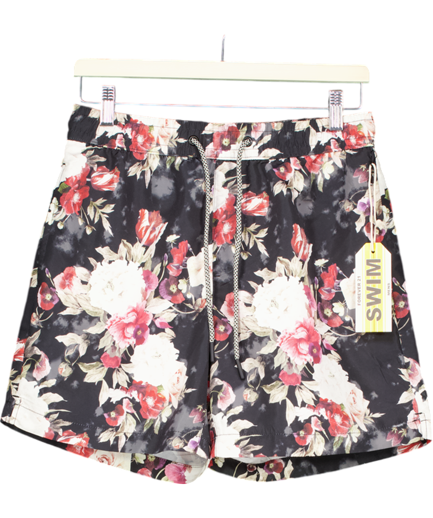 forever 21 Black Floral Swim Shorts UK M