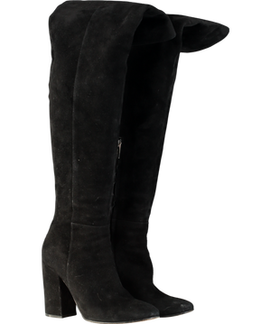 Gianvito Rossi Black Suede Over the Knee Boots UK 6 EU 39