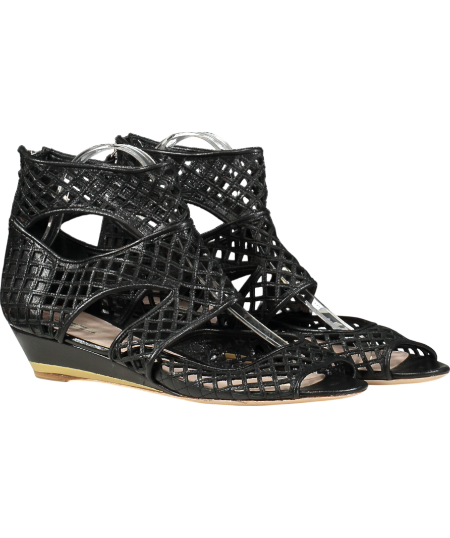 Miu Miu Black Caged Gladiator Wedge Flat Sandals. UK 7 EU 40 👠