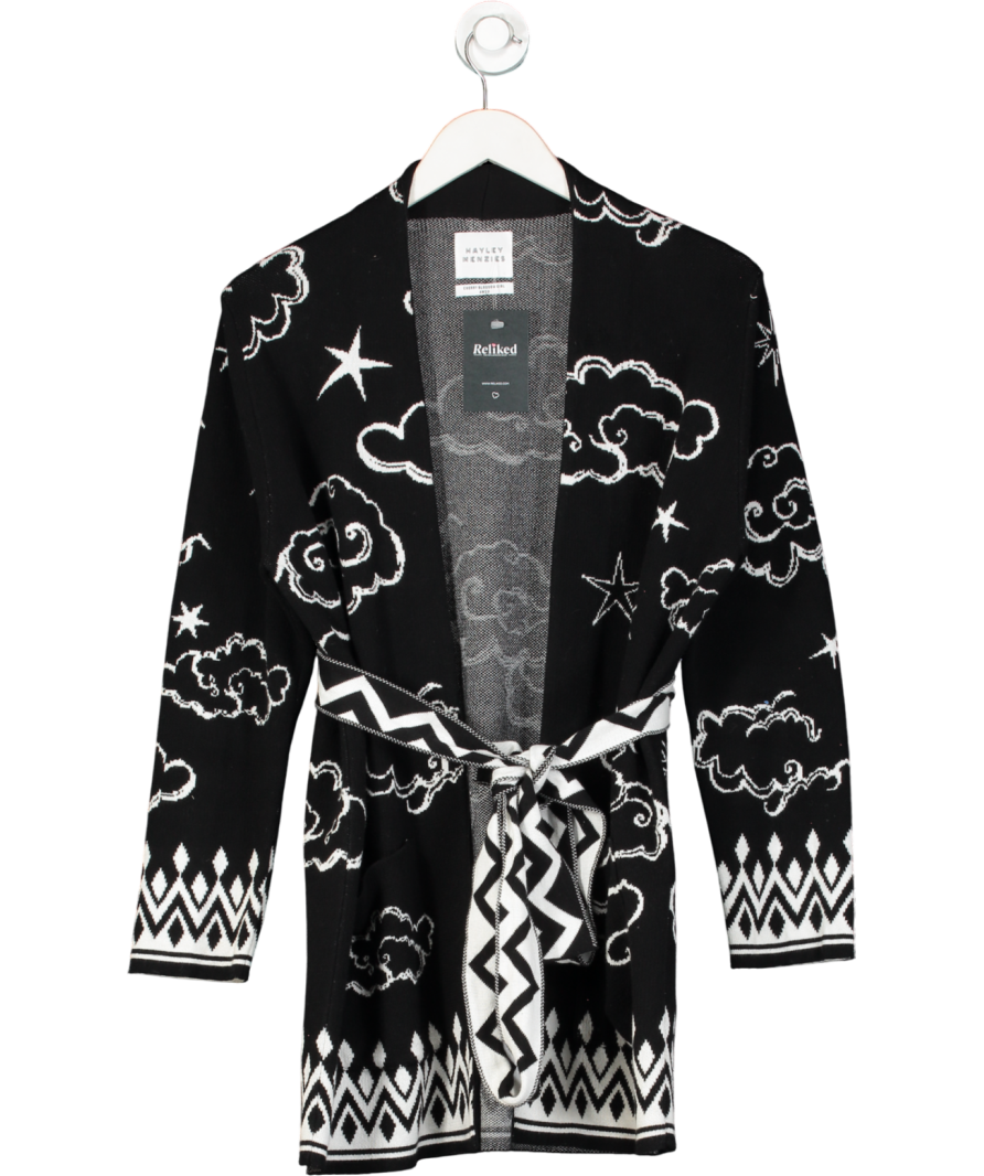 Hayley Menzies Black White Belted Iconic Cotton Cardigan UK S