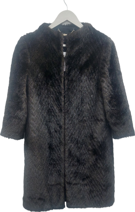 Ted Baker Brown Faux Fur Coat UK XS