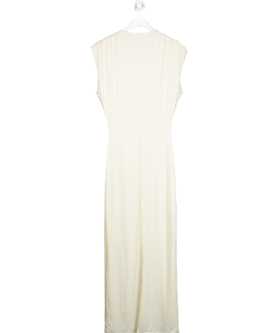 Mars the Label Cream Ruched Shoulder Maxi Dress UK 12