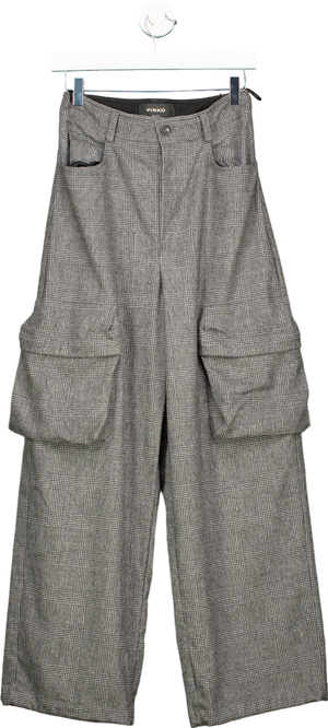 Pinko Grey Rhydon Trousersalone Flanella Disegno Galles Trousers UK 6