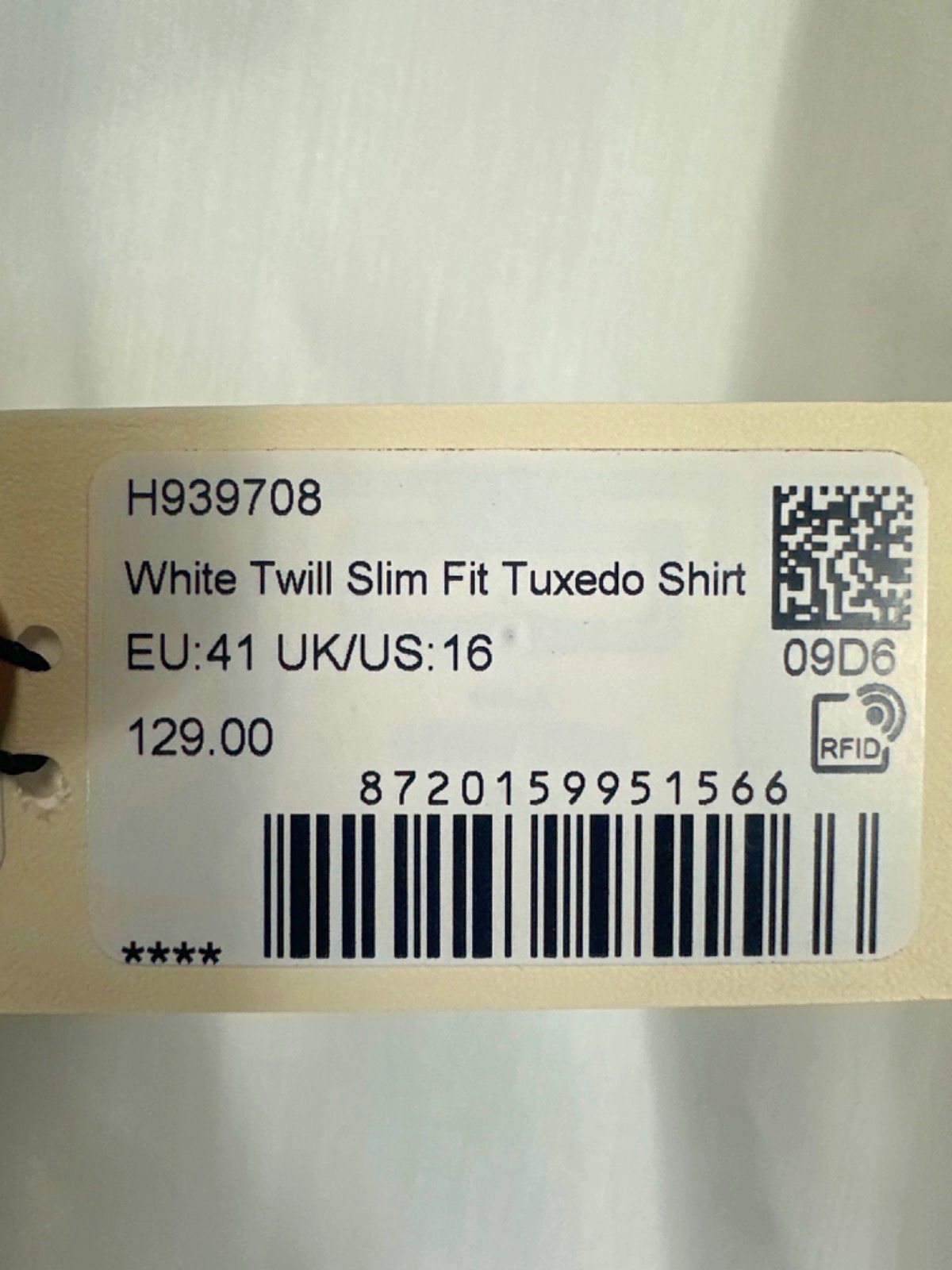 Suitsupply White Twill Slim Fit Tuxedo Shirt EU 41 UK 16” NECK / L