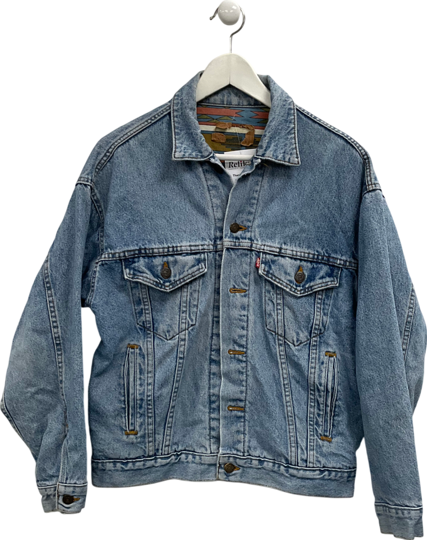 levis Blue Oversized Lined Denim Jacket UK S